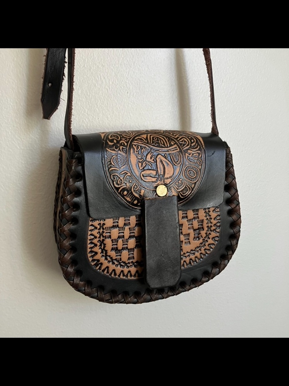 Leather Hand Tooled Mini Bag from Mexico